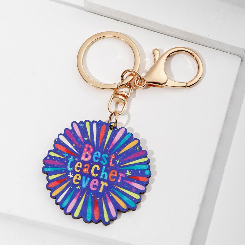Wholesale Teacher's Day TEACHER Apple Wood Key Chain